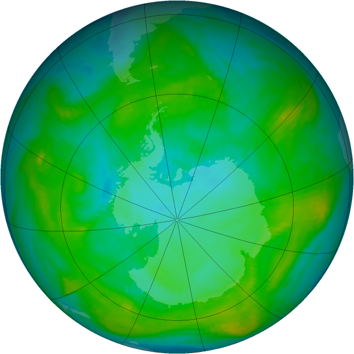 Antarctic ozone map for 22 January 1982